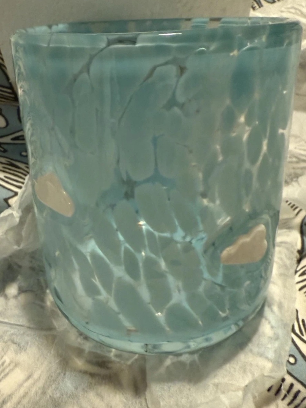 Anthropologie Aqua Turquoise Cloud-Accent Juice Icon Glass NWT
